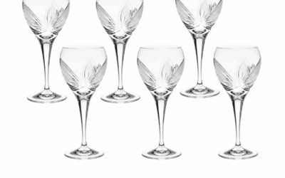 Cut Crystal White Wine Glasses Set Boho Orchidea Set of 6