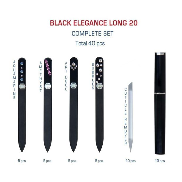 BLACK ELEGANCE Long 20 Complete Set Crystal Nail File by Blazek detail