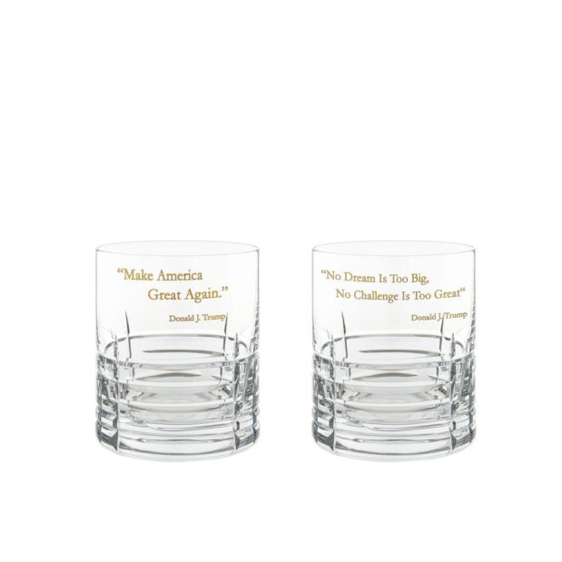 Donald Trump Presidency Whiskey Glasses Gilded Set Pair Crystallo