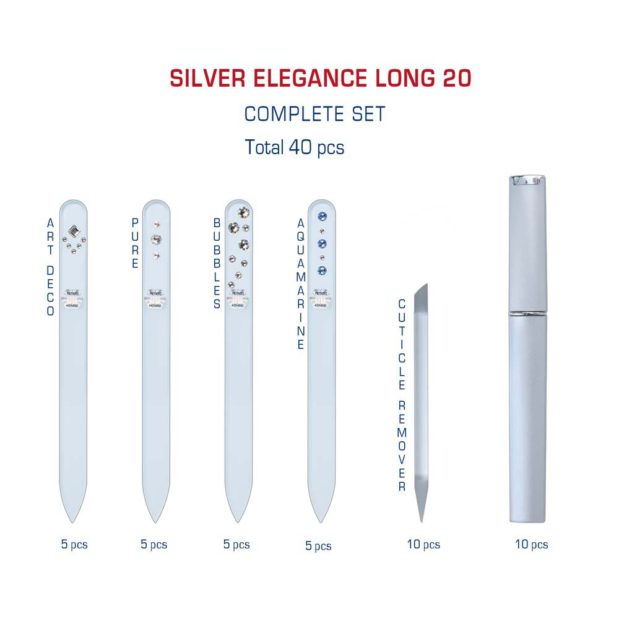 SILVER ELEGANCE Long 20 Complete Set Crystal Nail File by Blazek detail