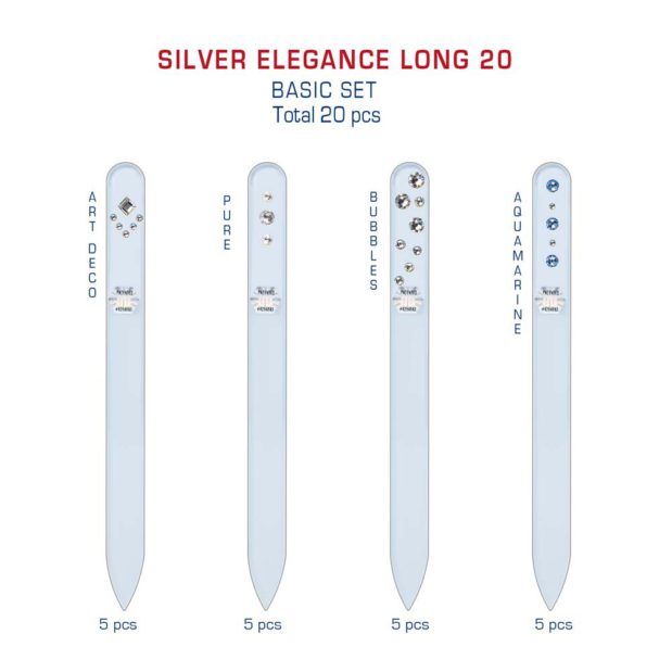 SILVER ELEGANCE Long 20 Set Crystal Nail File by Blazek detail