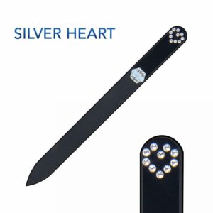SILVER HEART Crystal Nail File Black Long by Blazek title