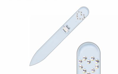 SILVER HEART Crystal Glass Nail File Clear Short