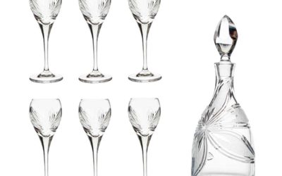 AFTER DINNER SET – Cut Crystal Decanter & Cordial Glasses Orchidea Set of 7