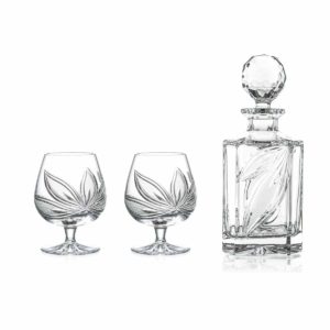brandy decanter set crystal square decanter brandy glasses orchidea floral Crystallo BG906OR