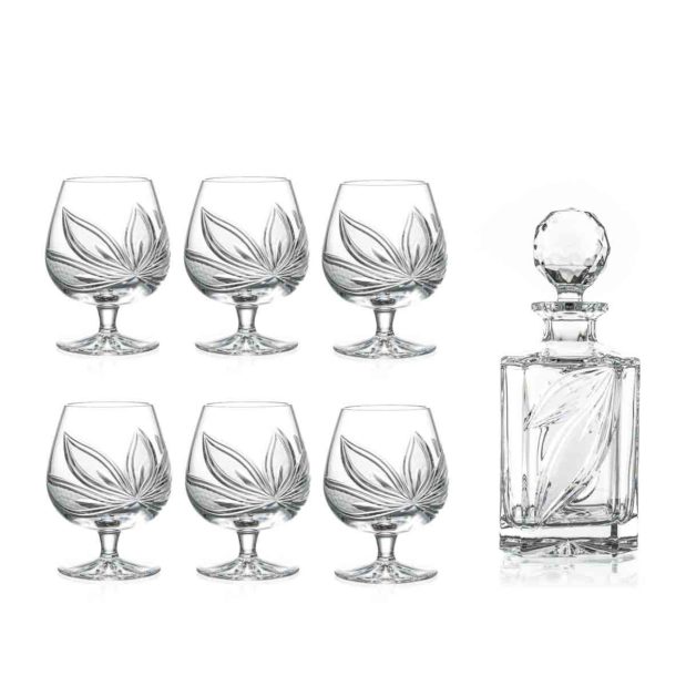 brandy decanter set crystal square decanter brandy glasses orchidea floral Crystallo BG906OR 7
