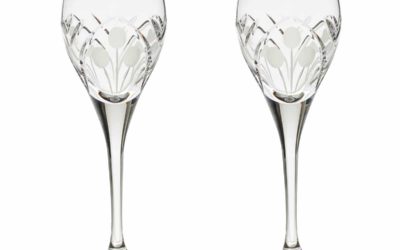 Cut Crystal Cordial Glasses Set Art Deco Set of 2