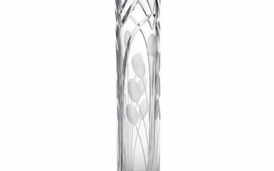 Cut Crystal Cylinder Vase Tall (12in) Art Deco Nostalgia