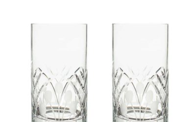 Cut Crystal Highball Glasses Set Art Deco Nostalgia Set of 2