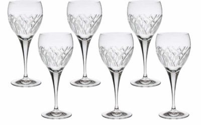 Cut Crystal Red Wine Glasses Set Art Deco Nostalgia Set of 6