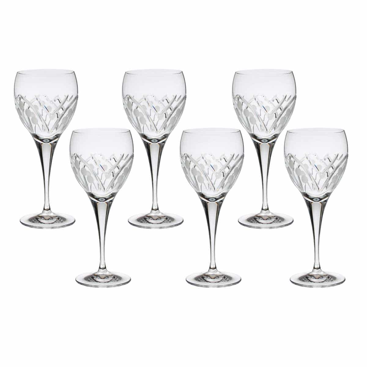 Cut Crystal Red Wine Glasses Art Deco Set Of 6