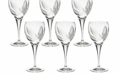 Cut Crystal Red Wine Glasses Set Boho Orchidea Set of 6