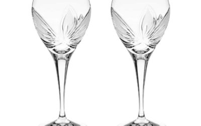 Cut Crystal White Wine Glasses Set Boho Orchidea Set of 2
