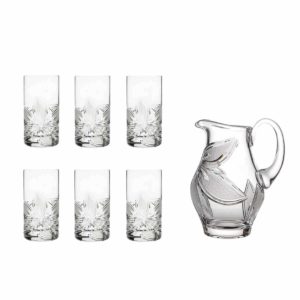 home made lemonade set crystal elegant pitcher highball glasses orchidea floral Crystallo BG907OR 7