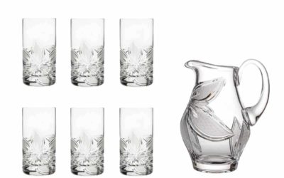 HOME-MADE LEMONADE SET – Crystal Pitcher & Highball Glasses Orchidea Set of 7