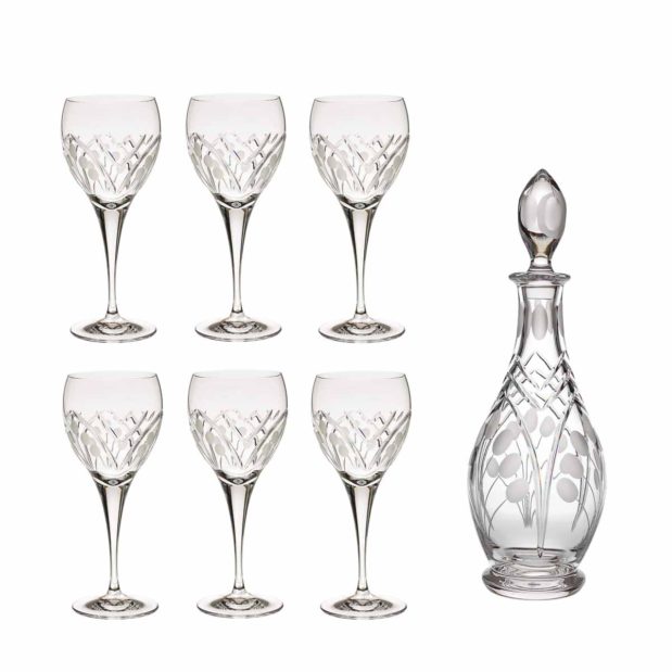 wine decanter set crystal rounded decanter wine glasses nostalgia art deco Crystallo BG903NS 7